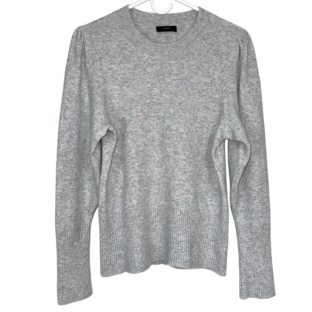 J.Crew Gray Puff Sleeve Crewneck Sweater - Picture 1 of 6
